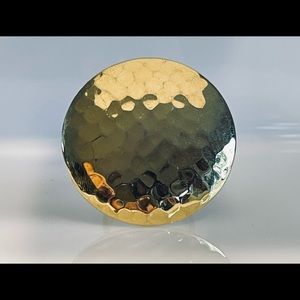 Hammered Metal Gold Tone Cocktail Ring Sz 7